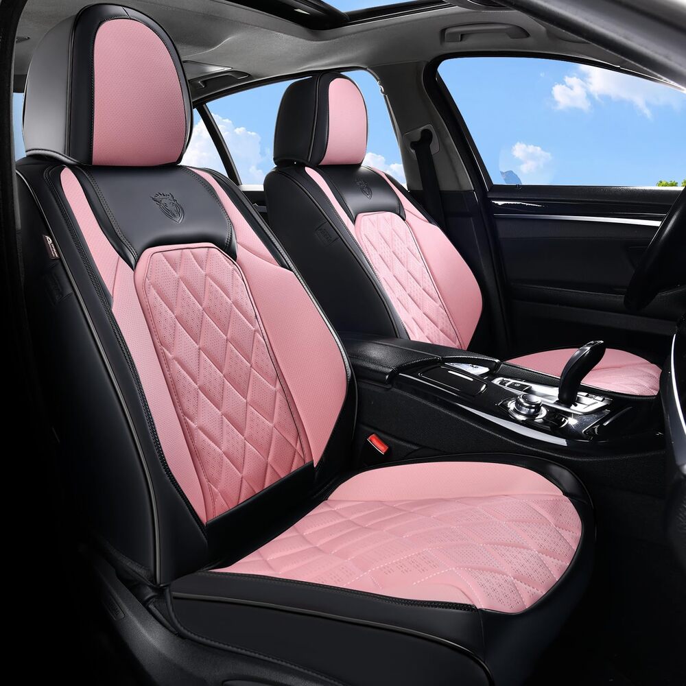 Coverado Front and Back Seat Covers Faux Leather Full Set Breathable Waterproof Seat Protectors Universal Fit