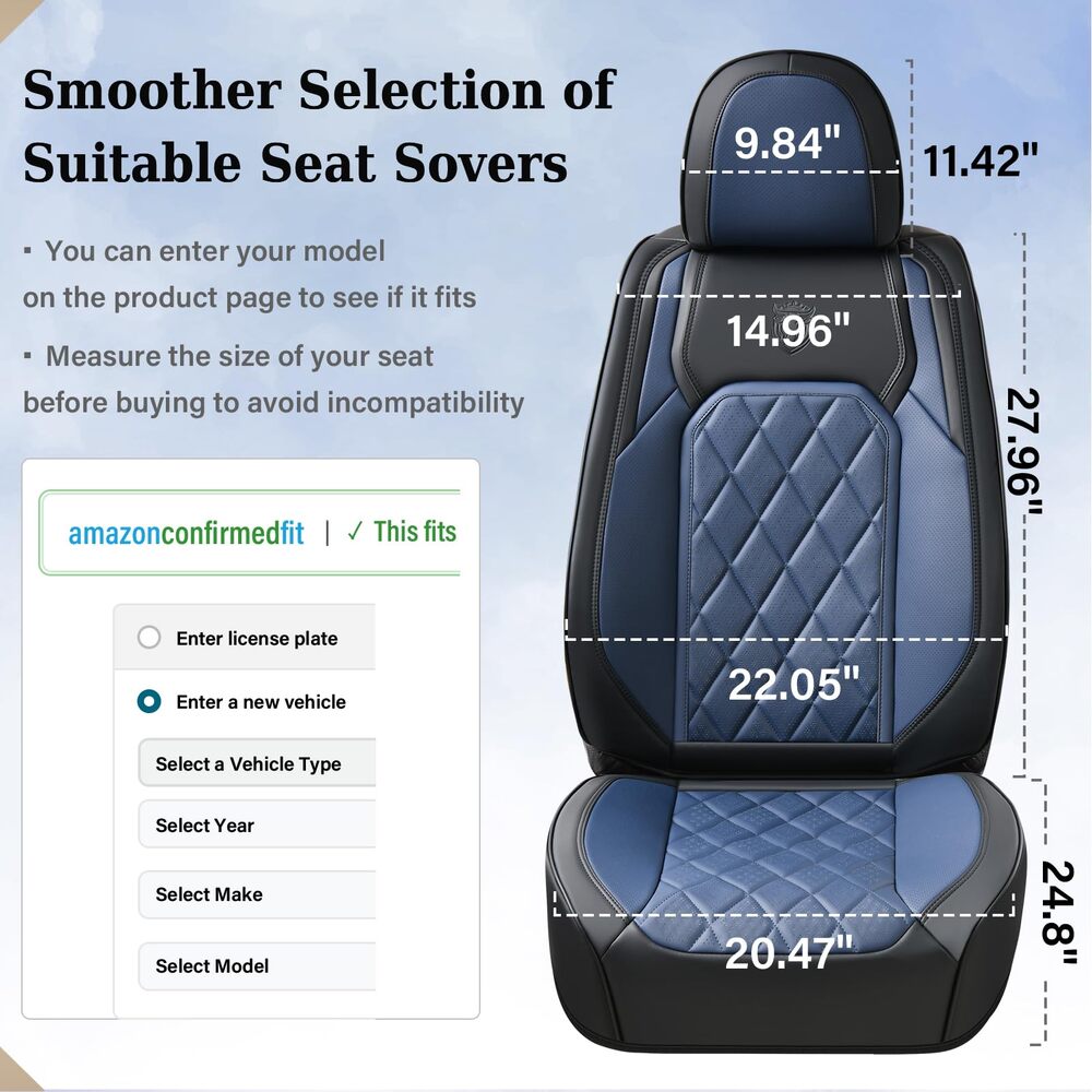 Coverado Front and Back Seat Covers Faux Leather Full Set Breathable Waterproof Seat Protectors Universal Fit