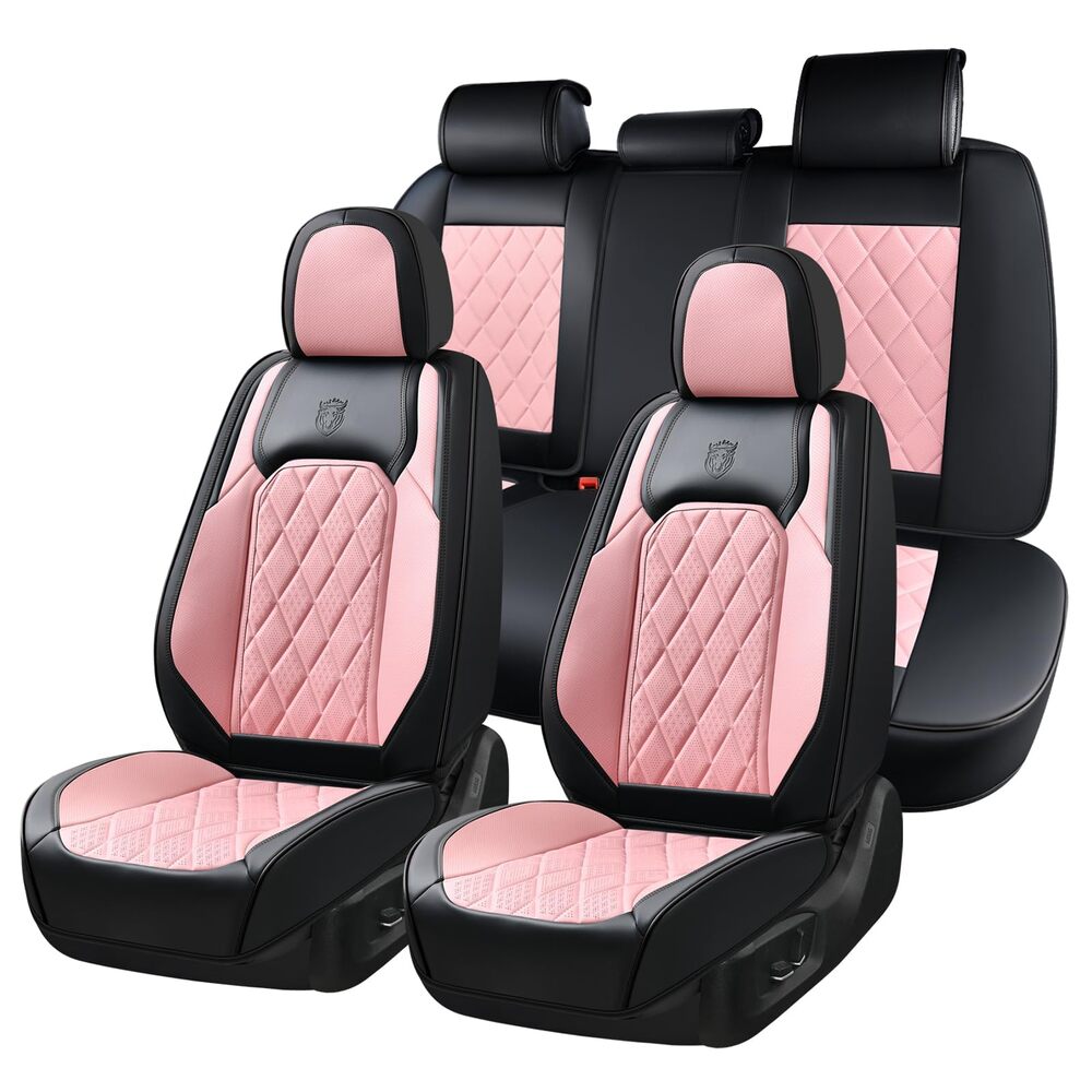 Coverado Front and Back Seat Covers Faux Leather Full Set Breathable Waterproof Seat Protectors Universal Fit