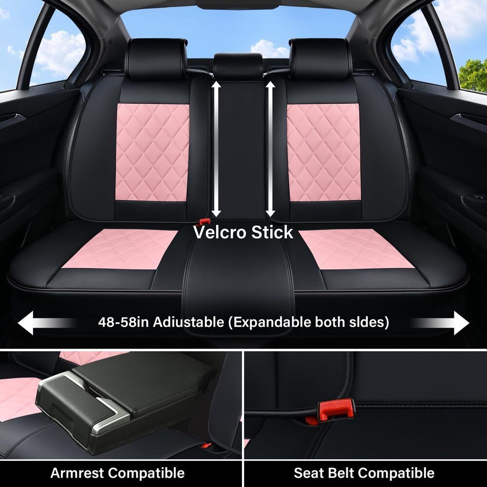 Coverado Front and Back Seat Covers Faux Leather Full Set Breathable Waterproof Seat Protectors Universal Fit