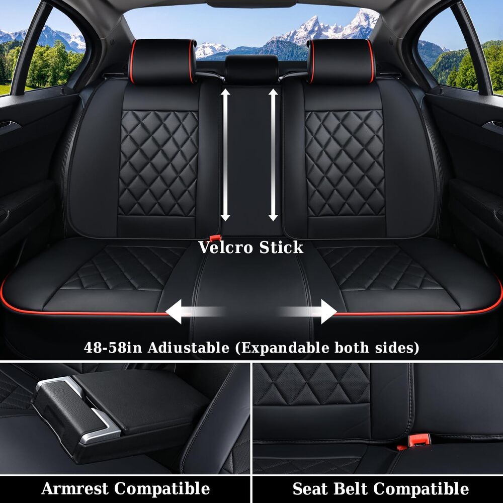 Coverado Front and Back Seat Covers Faux Leather Full Set Breathable Waterproof Seat Protectors Universal Fit