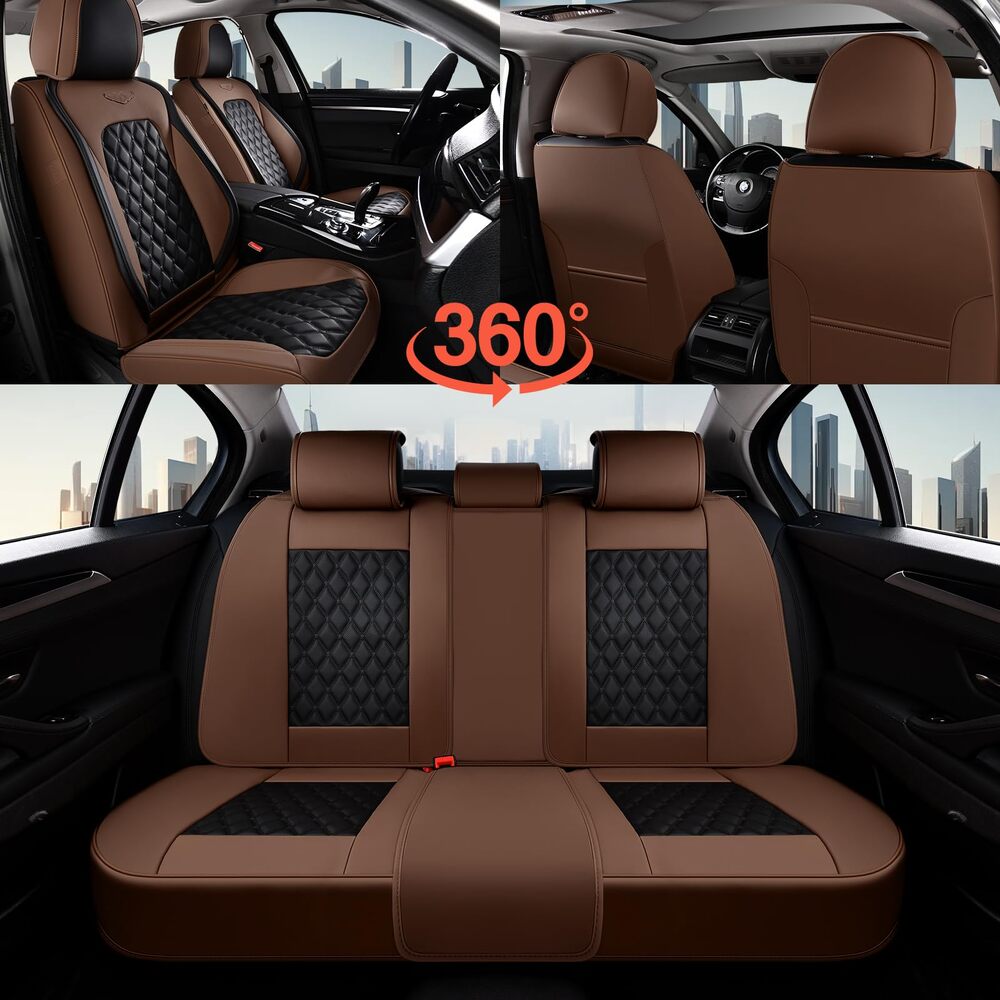 Coverado Seat Covers Premium Faux Leather Front and Back Seats Universal Fit Seat Protectors