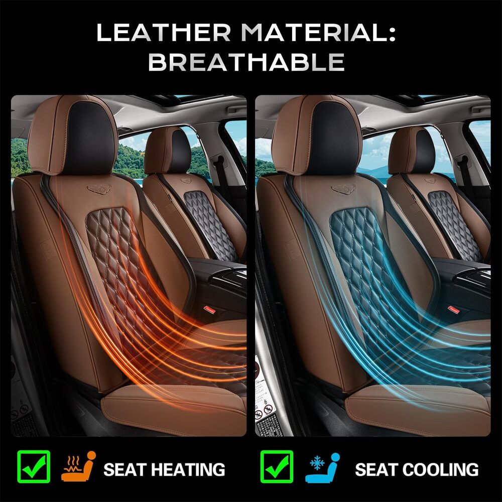 Coverado Seat Covers Premium Faux Leather Front and Back Seats Universal Fit Seat Protectors