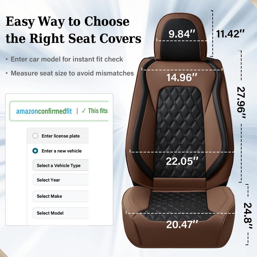 Coverado Seat Covers Premium Faux Leather Front and Back Seats Universal Fit Seat Protectors
