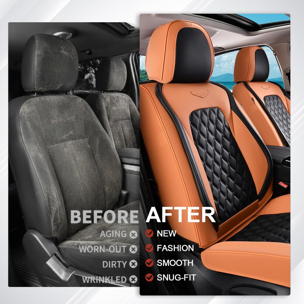Coverado Seat Covers Premium Faux Leather Front and Back Seats Universal Fit Seat Protectors