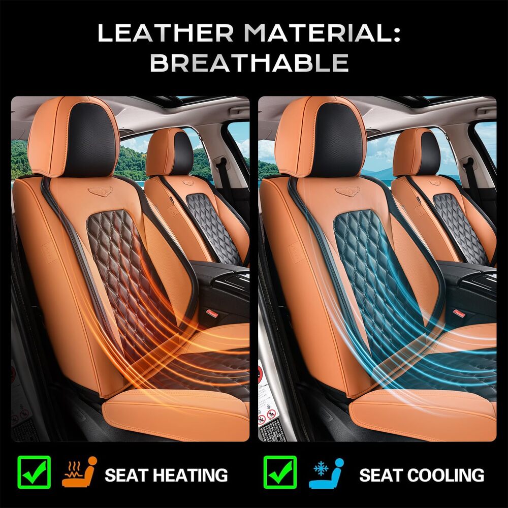Coverado Seat Covers Premium Faux Leather Front and Back Seats Universal Fit Seat Protectors