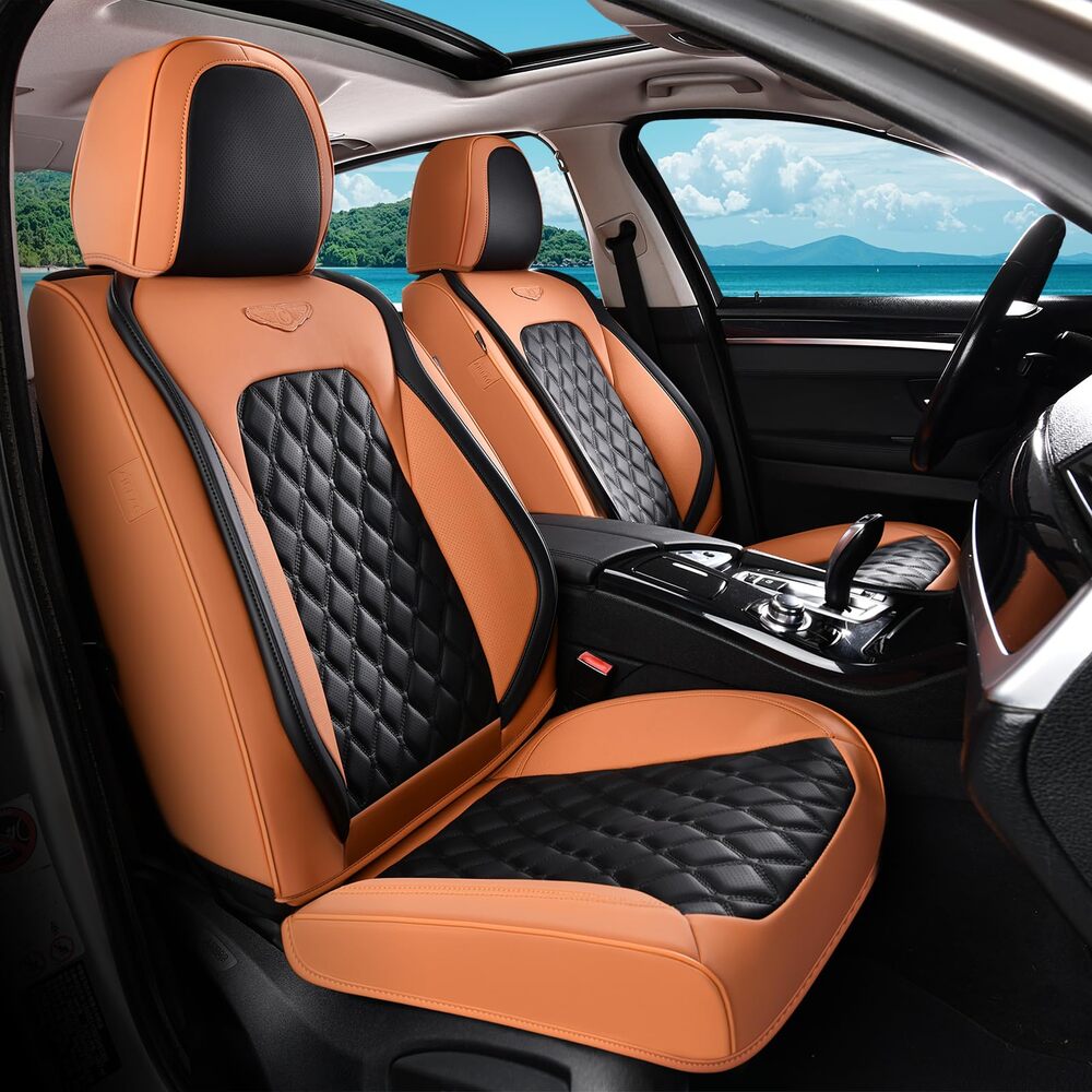 Coverado Seat Covers Premium Faux Leather Front and Back Seats Universal Fit Seat Protectors