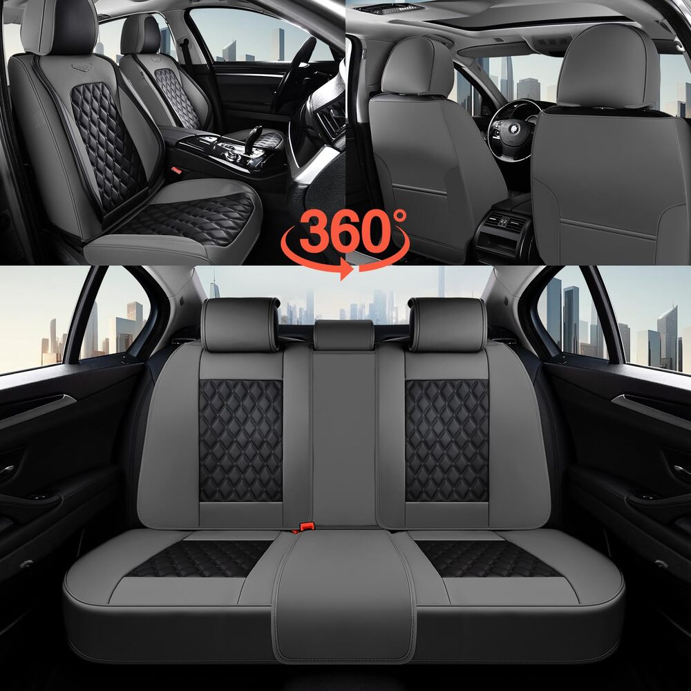 Coverado Seat Covers Premium Faux Leather Front and Back Seats Universal Fit Seat Protectors