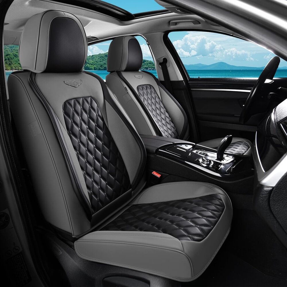Coverado Seat Covers Premium Faux Leather Front and Back Seats Universal Fit Seat Protectors