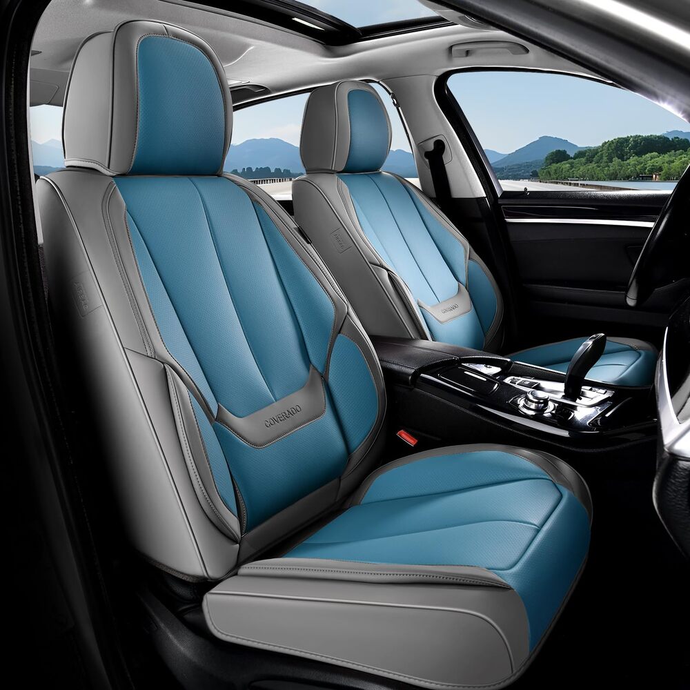 5 Seats Coverado Car Seat Covers for Cars Front and Rear Full Set with Lumbar Support Premium Leather Waterproof Auto Seat ProtectorsUniversal Fit