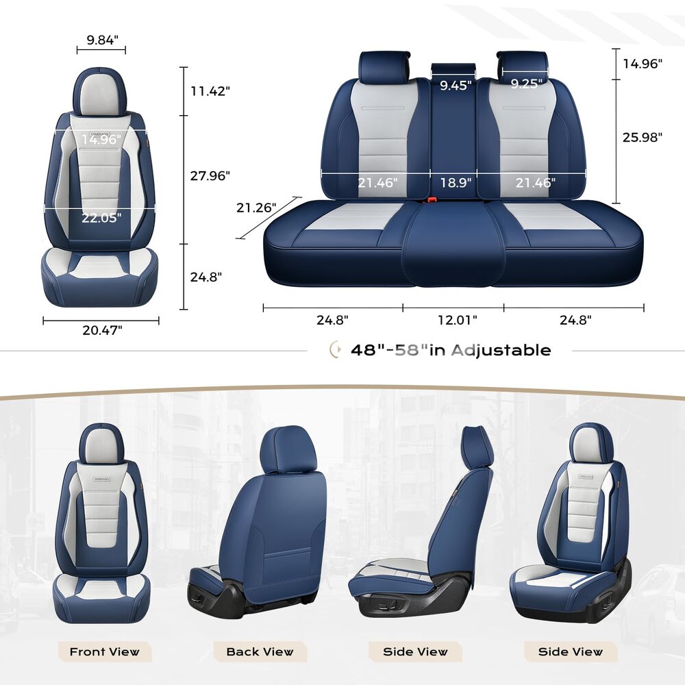 Coverado Front and Back Car Seat Covers Premium Leather Auto Seat Protectors Universal Fit Cars, SUV, Truck