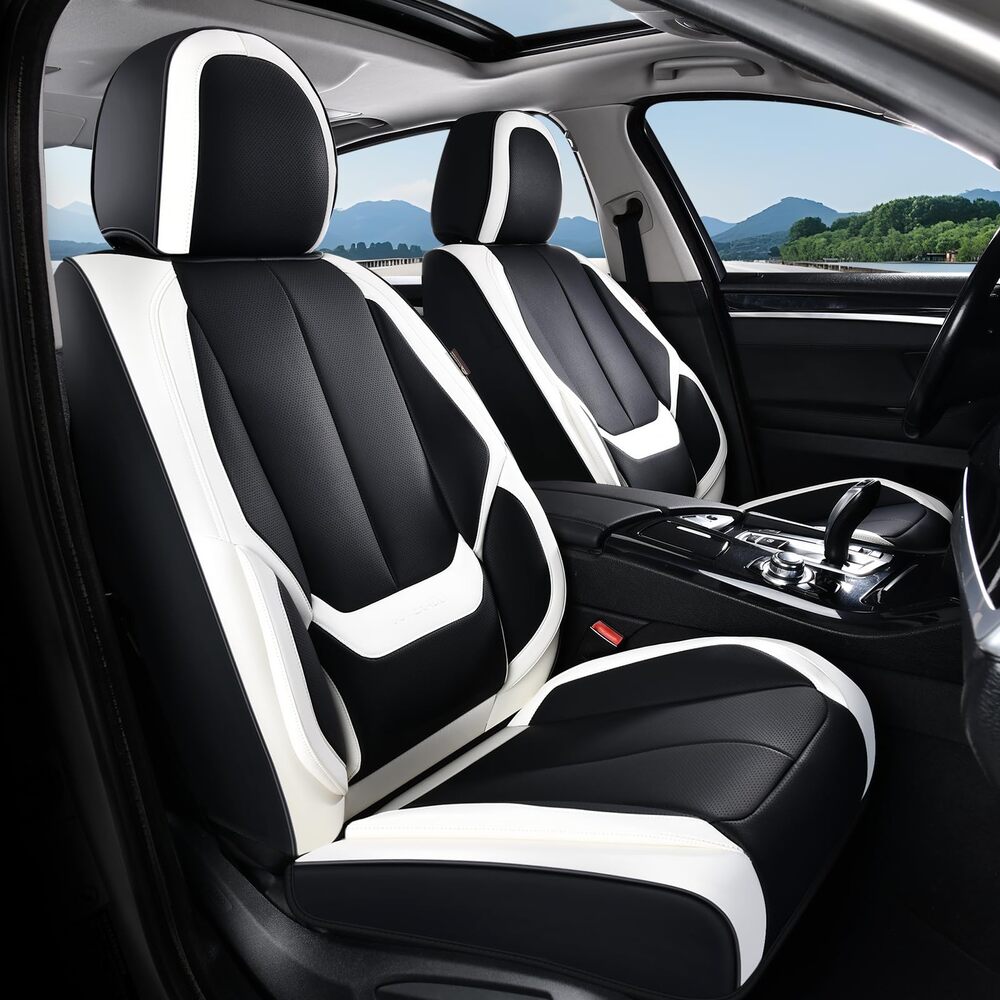 5 Seats Coverado Car Seat Covers for Cars Front and Rear Full Set with Lumbar Support Premium Leather Waterproof Auto Seat ProtectorsUniversal Fit