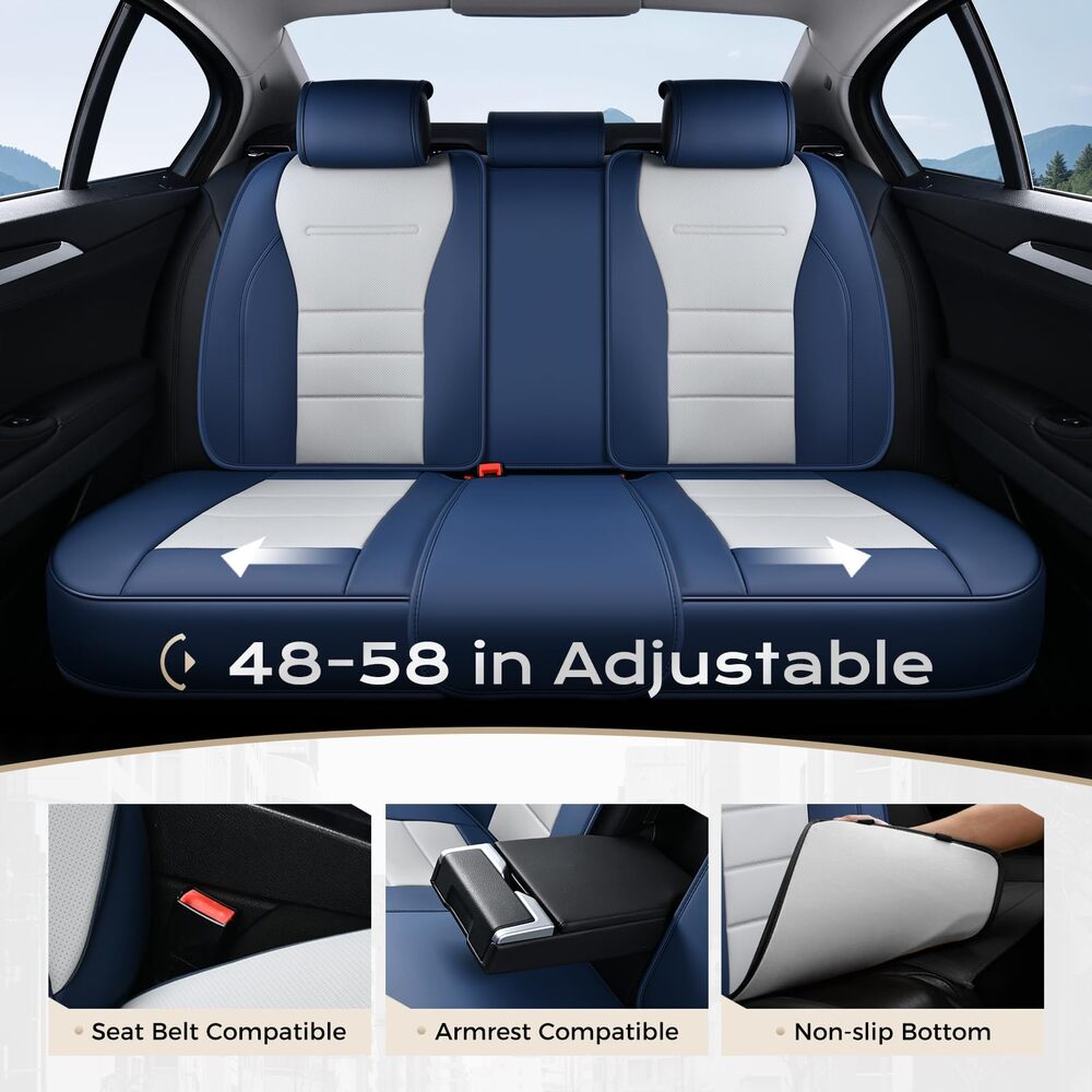 Coverado Front and Back Car Seat Covers Premium Leather Auto Seat Protectors Universal Fit Cars, SUV, Truck