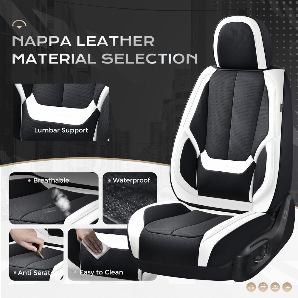 5 Seats Coverado Car Seat Covers for Cars Front and Rear Full Set with Lumbar Support Premium Leather Waterproof Auto Seat ProtectorsUniversal Fit