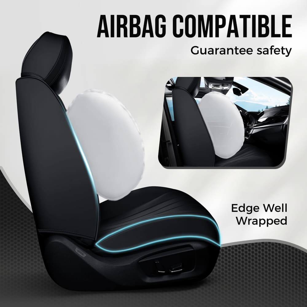 Coverado Premium Leatherette Car Seat Covers Front Seat 2 Seat and Full Set 5 Seat Protectors for SUVs Trucks Cars