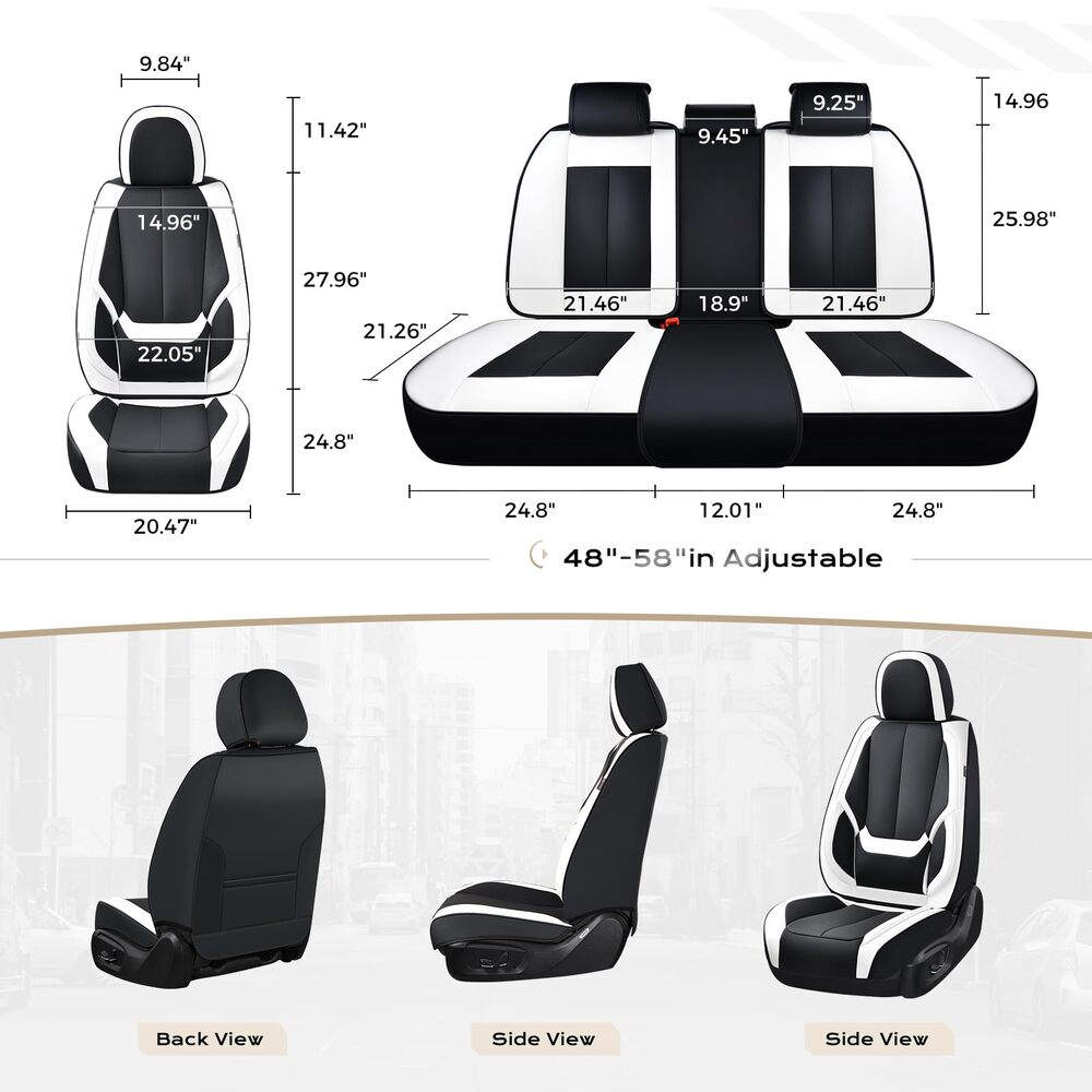 5 Seats Coverado Car Seat Covers for Cars Front and Rear Full Set with Lumbar Support Premium Leather Waterproof Auto Seat ProtectorsUniversal Fit