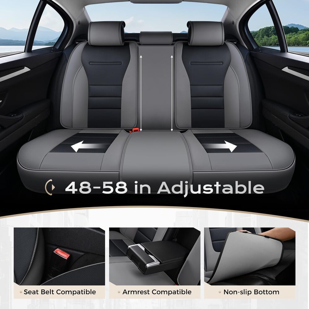 Coverado Front and Back Car Seat Covers Premium Leather Auto Seat Protectors Universal Fit Cars, SUV, Truck