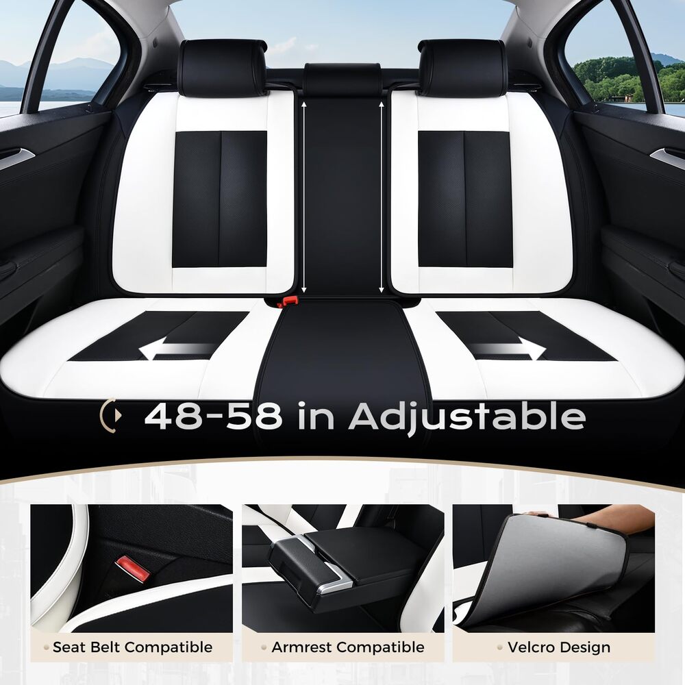 5 Seats Coverado Car Seat Covers for Cars Front and Rear Full Set with Lumbar Support Premium Leather Waterproof Auto Seat ProtectorsUniversal Fit