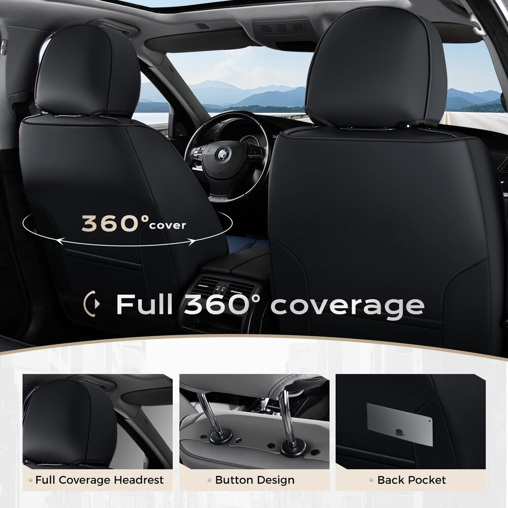 5 Seats Coverado Car Seat Covers Full Set Premium Leather Front Rear Auto Seat Protectors Universal Fit