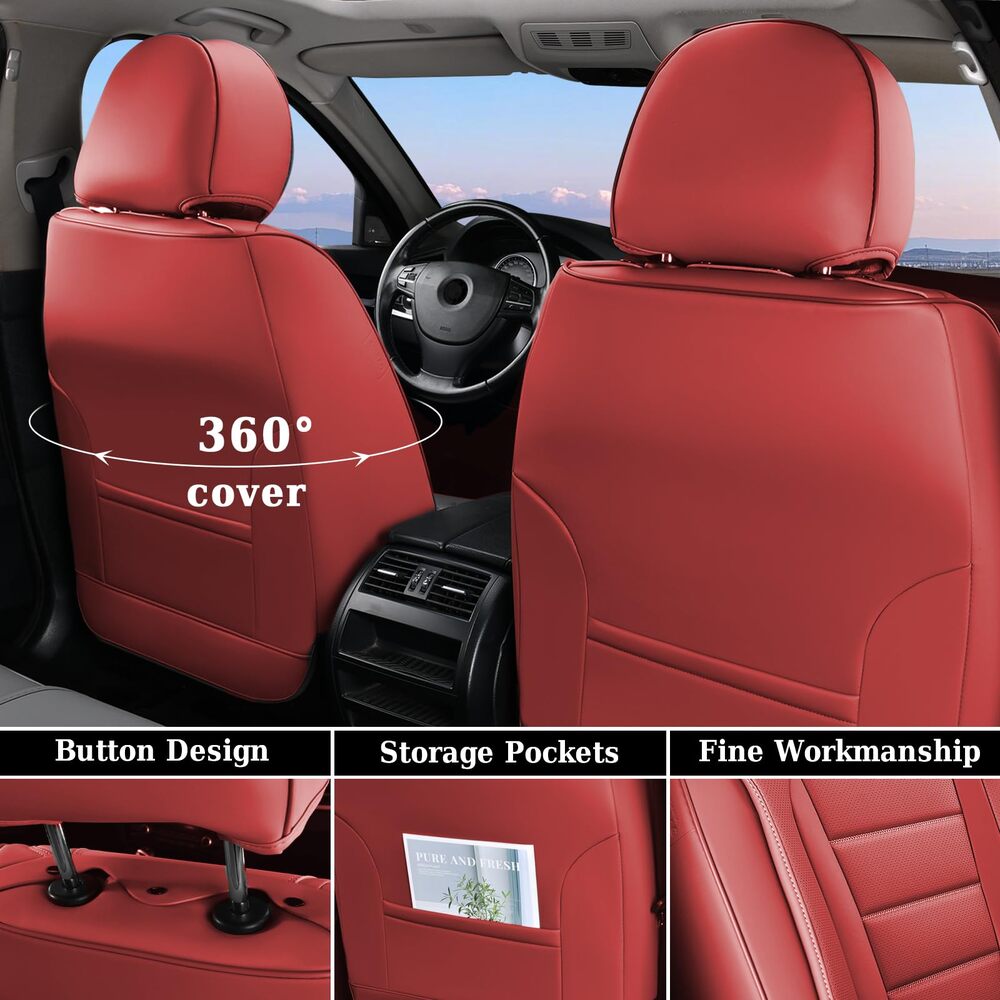 Coverado Front and Back Car Seat Covers Premium Leather Auto Seat Protectors Universal Fit Cars, SUV, Truck