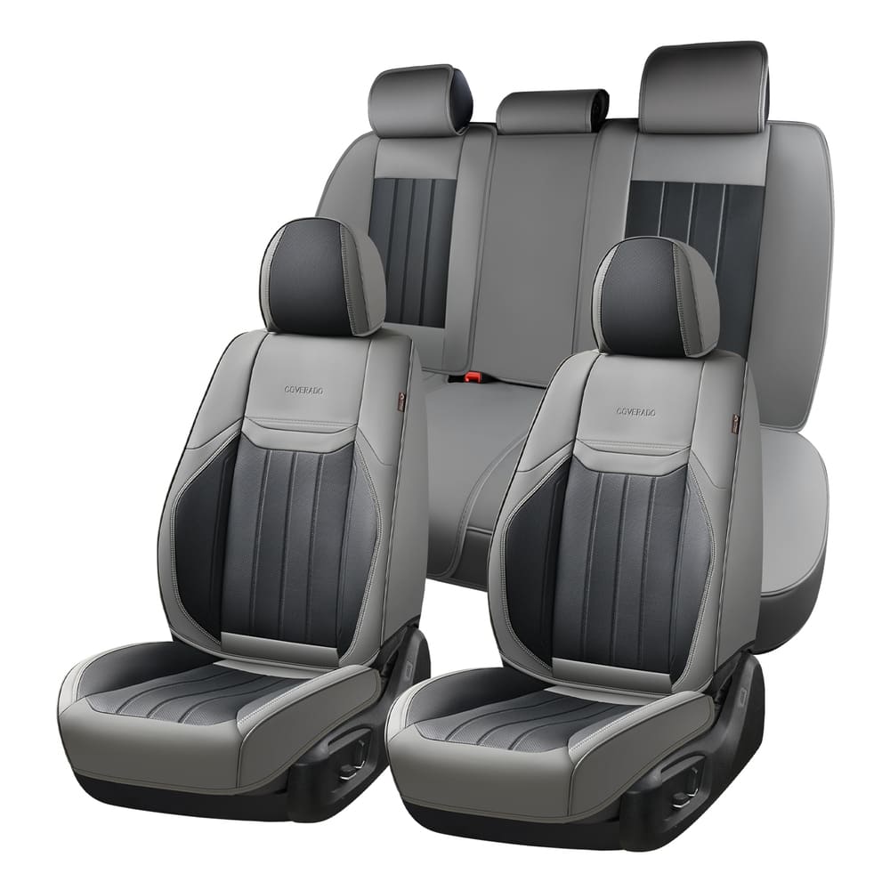 Coverado Premium Leatherette Car Seat Covers Front Seat 2 Seat and Full Set 5 Seat Protectors for SUVs Trucks Cars