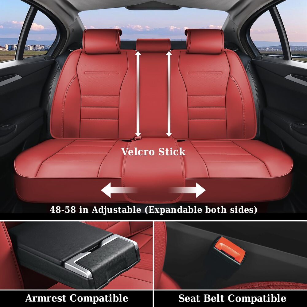 Coverado Front and Back Car Seat Covers Premium Leather Auto Seat Protectors Universal Fit Cars, SUV, Truck