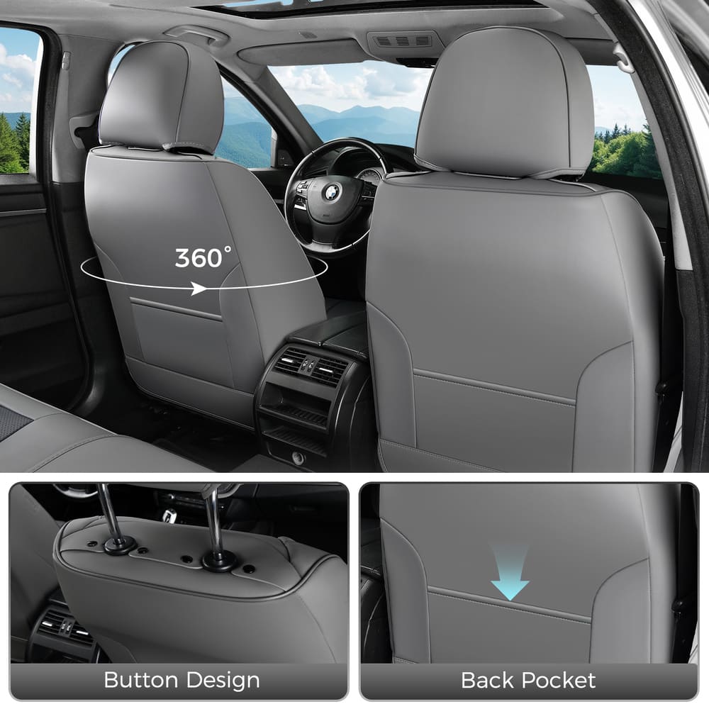 Coverado Premium Leatherette Car Seat Covers Front Seat 2 Seat and Full Set 5 Seat Protectors for SUVs Trucks Cars