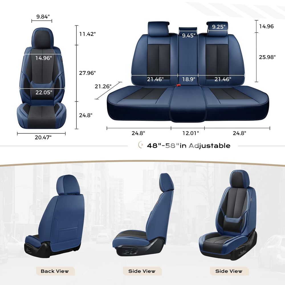 5 Seats Coverado Car Seat Covers for Cars Front and Rear Full Set with Lumbar Support Premium Leather Waterproof Auto Seat ProtectorsUniversal Fit