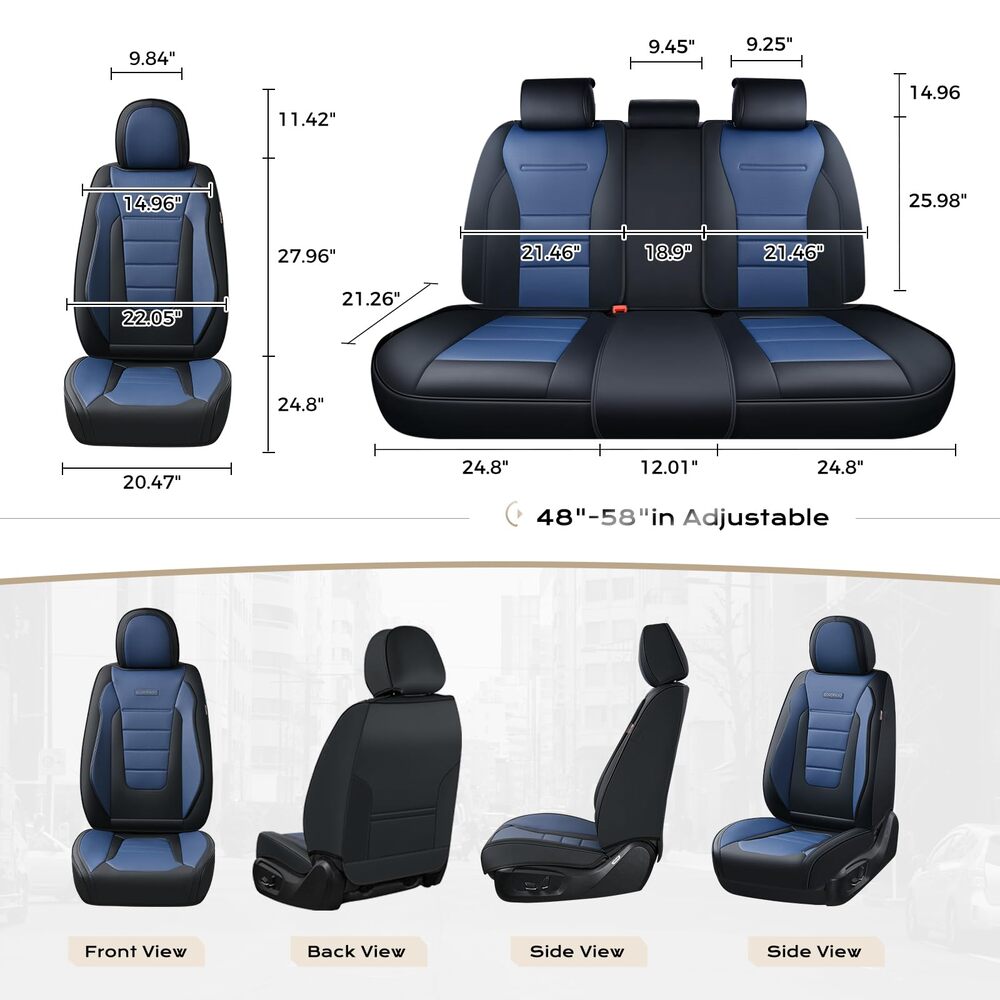 Coverado Front and Back Car Seat Covers Premium Leather Auto Seat Protectors Universal Fit Cars, SUV, Truck