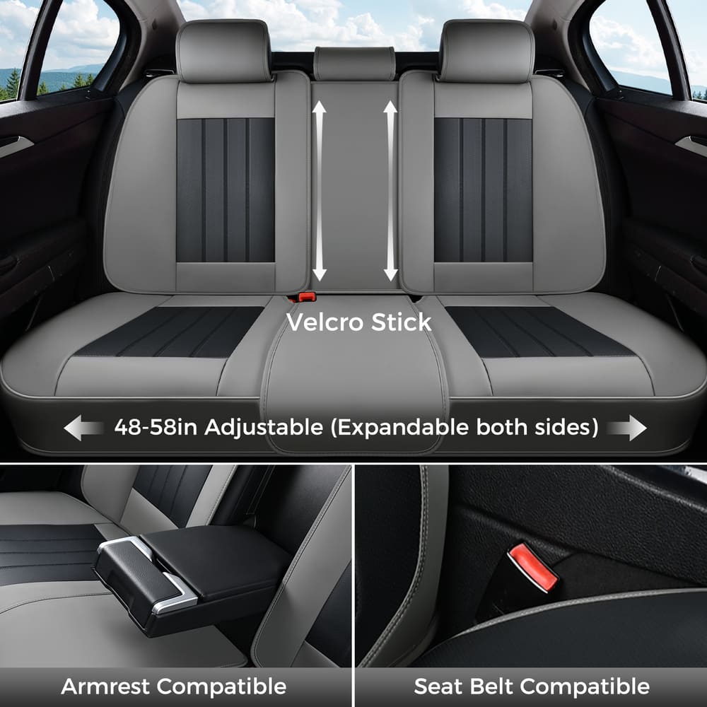 Coverado Premium Leatherette Car Seat Covers Front Seat 2 Seat and Full Set 5 Seat Protectors for SUVs Trucks Cars