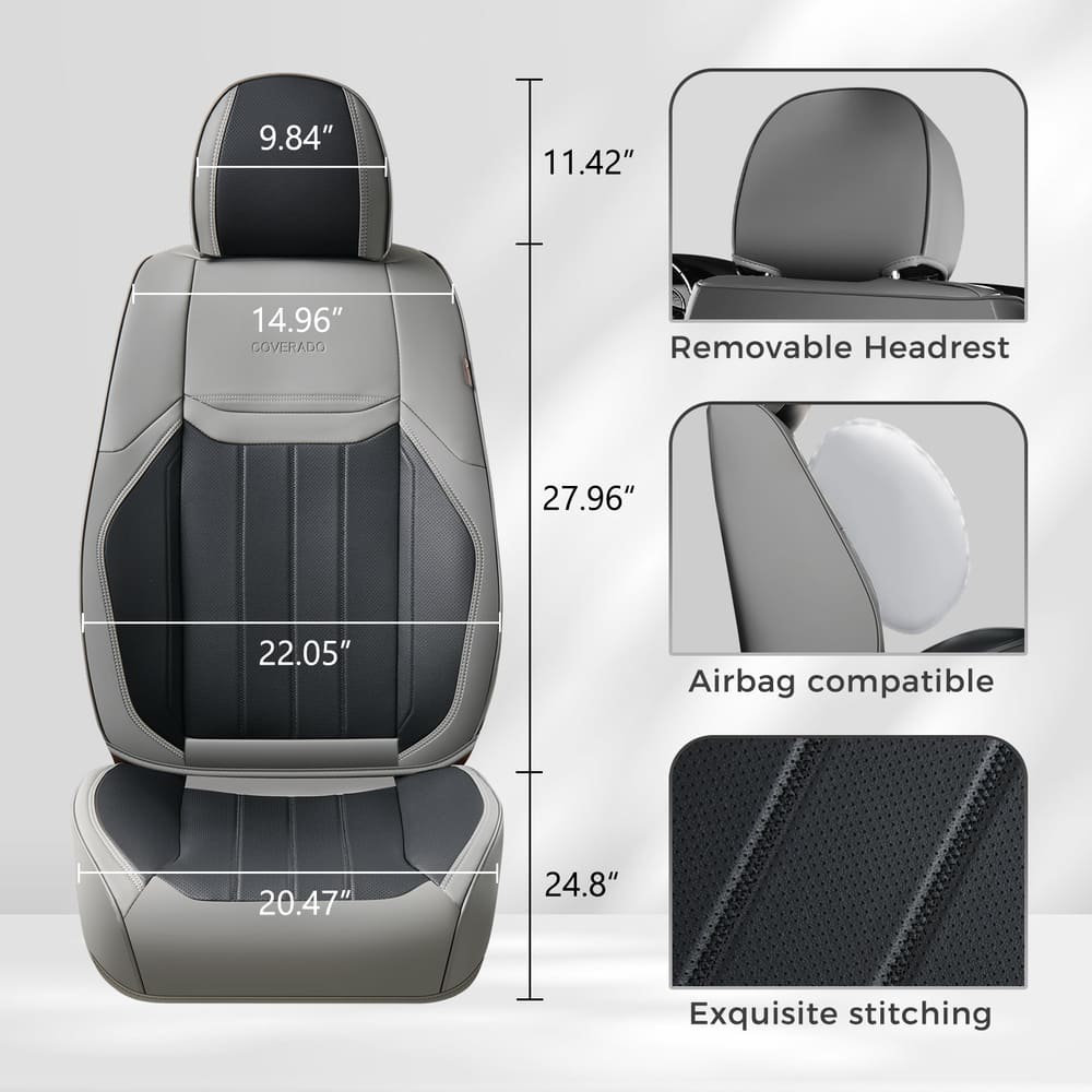 Coverado Premium Leatherette Car Seat Covers Front Seat 2 Seat and Full Set 5 Seat Protectors for SUVs Trucks Cars