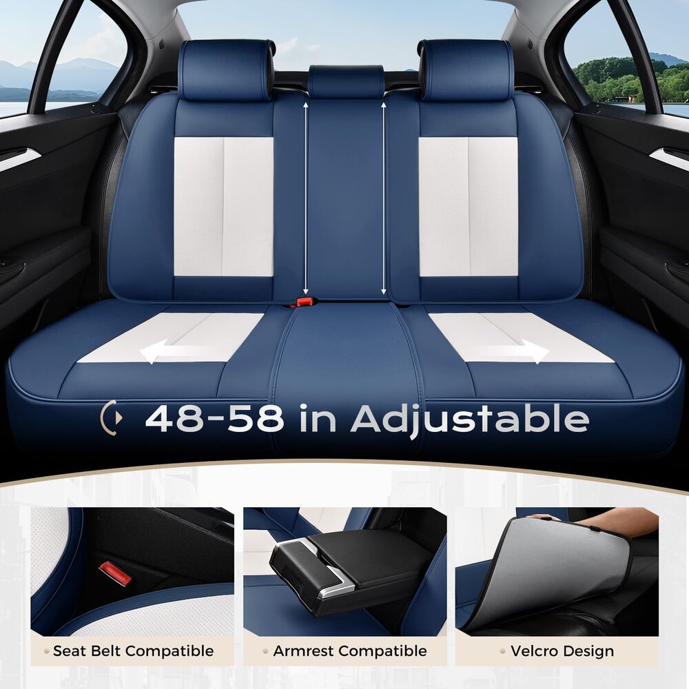 5 Seats Coverado Car Seat Covers for Cars Front and Rear Full Set with Lumbar Support Premium Leather Waterproof Auto Seat ProtectorsUniversal Fit