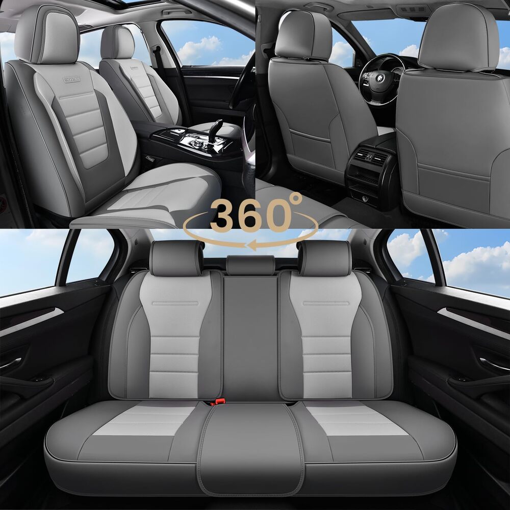 Coverado Front and Back Car Seat Covers Premium Leather Auto Seat Protectors Universal Fit Cars, SUV, Truck