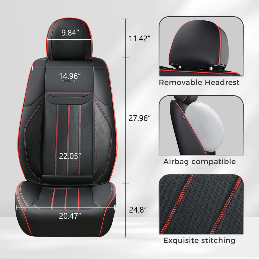 Coverado Premium Leatherette Car Seat Covers Front Seat 2 Seat and Full Set 5 Seat Protectors for SUVs Trucks Cars