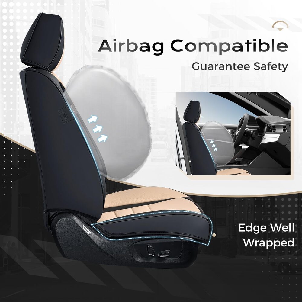 5 Seats Coverado Car Seat Covers Full Set Premium Leather Front Rear Auto Seat Protectors Universal Fit