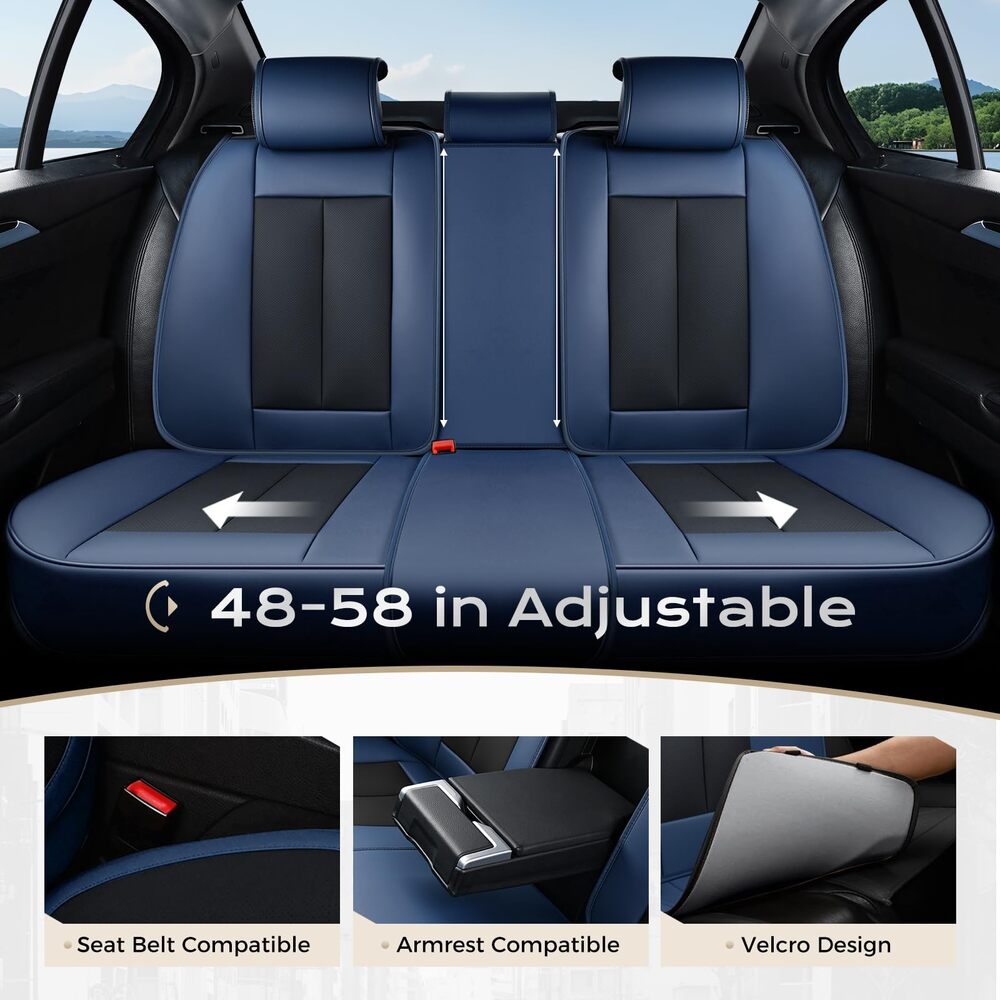 5 Seats Coverado Car Seat Covers for Cars Front and Rear Full Set with Lumbar Support Premium Leather Waterproof Auto Seat ProtectorsUniversal Fit
