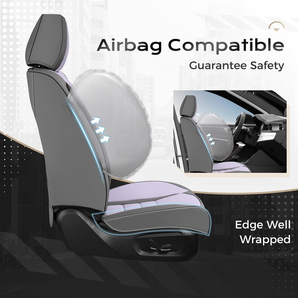 Coverado Front and Back Car Seat Covers Premium Leather Auto Seat Protectors Universal Fit Cars, SUV, Truck