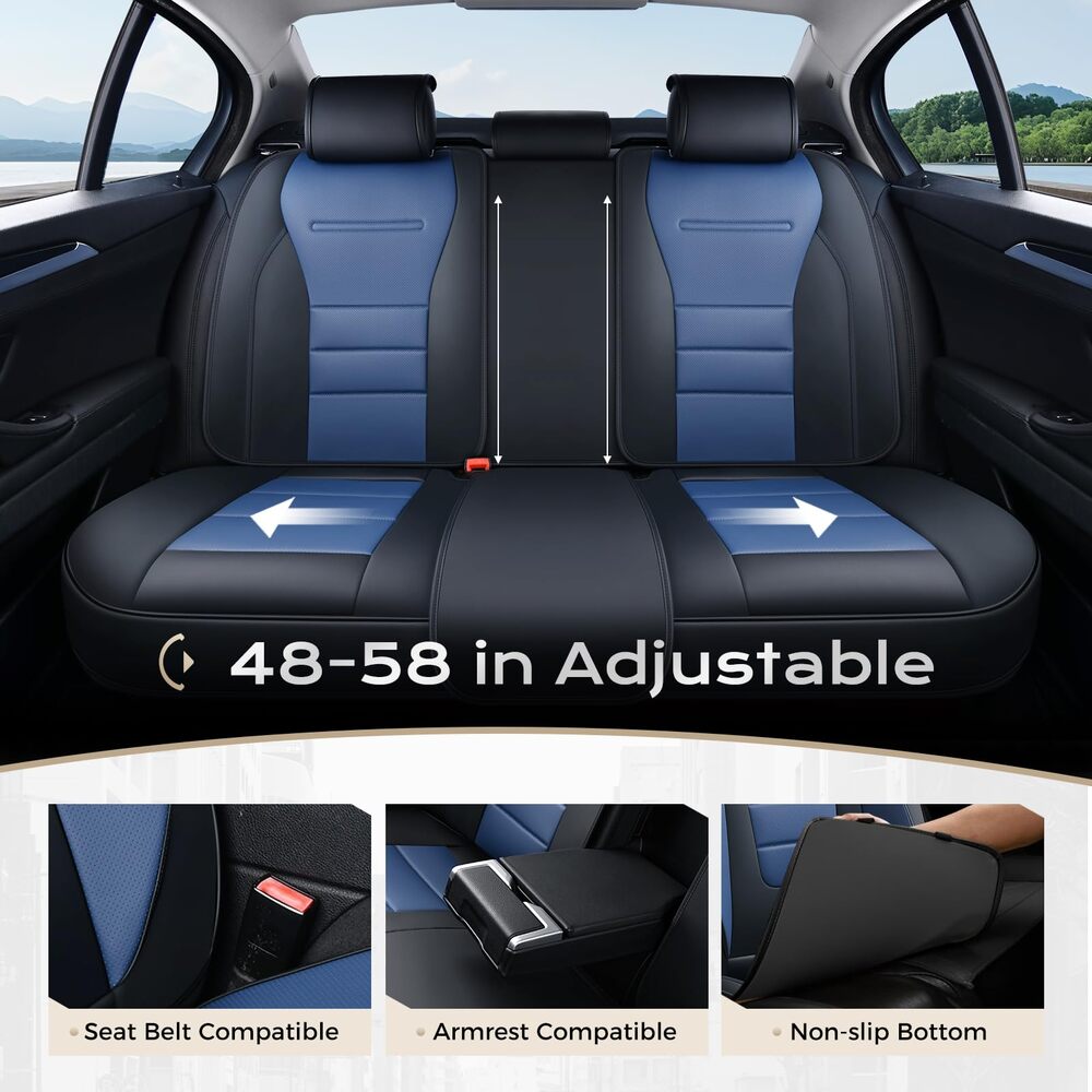 Coverado Front and Back Car Seat Covers Premium Leather Auto Seat Protectors Universal Fit Cars, SUV, Truck