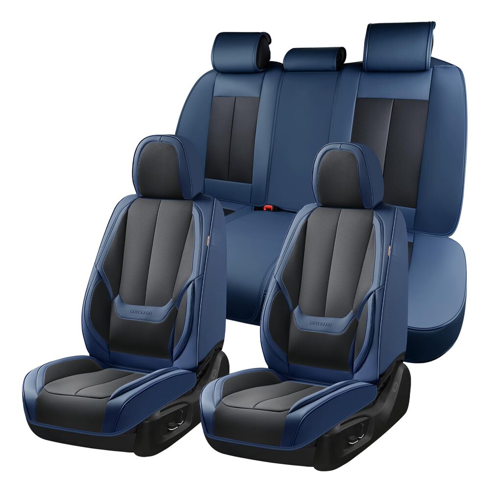 5 Seats Coverado Car Seat Covers for Cars Front and Rear Full Set with Lumbar Support Premium Leather Waterproof Auto Seat ProtectorsUniversal Fit