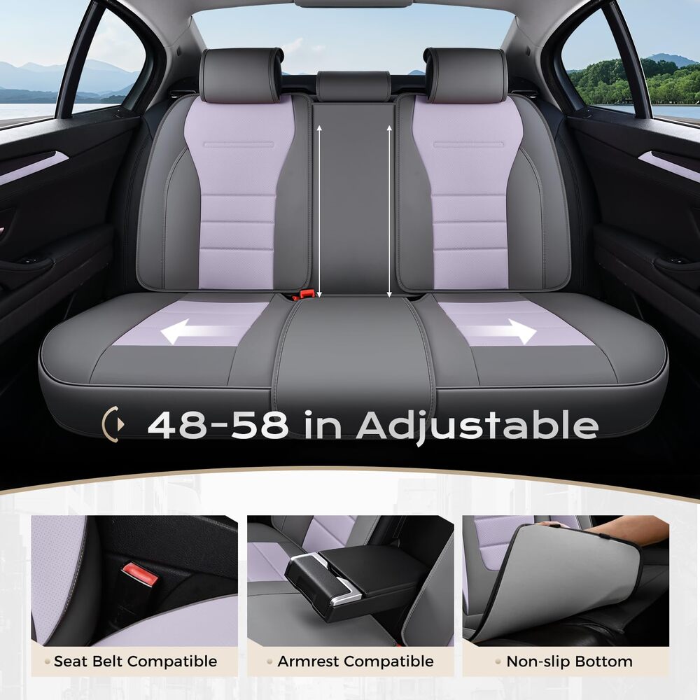 Coverado Front and Back Car Seat Covers Premium Leather Auto Seat Protectors Universal Fit Cars, SUV, Truck