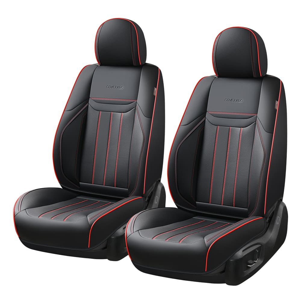 Coverado Premium Leatherette Car Seat Covers Front Seat 2 Seat and Full Set 5 Seat Protectors for SUVs Trucks Cars