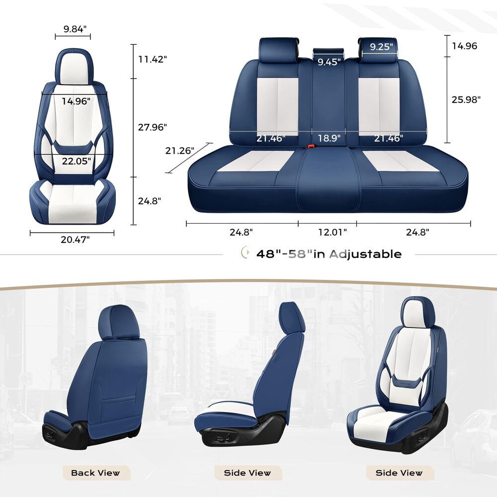 5 Seats Coverado Car Seat Covers for Cars Front and Rear Full Set with Lumbar Support Premium Leather Waterproof Auto Seat ProtectorsUniversal Fit