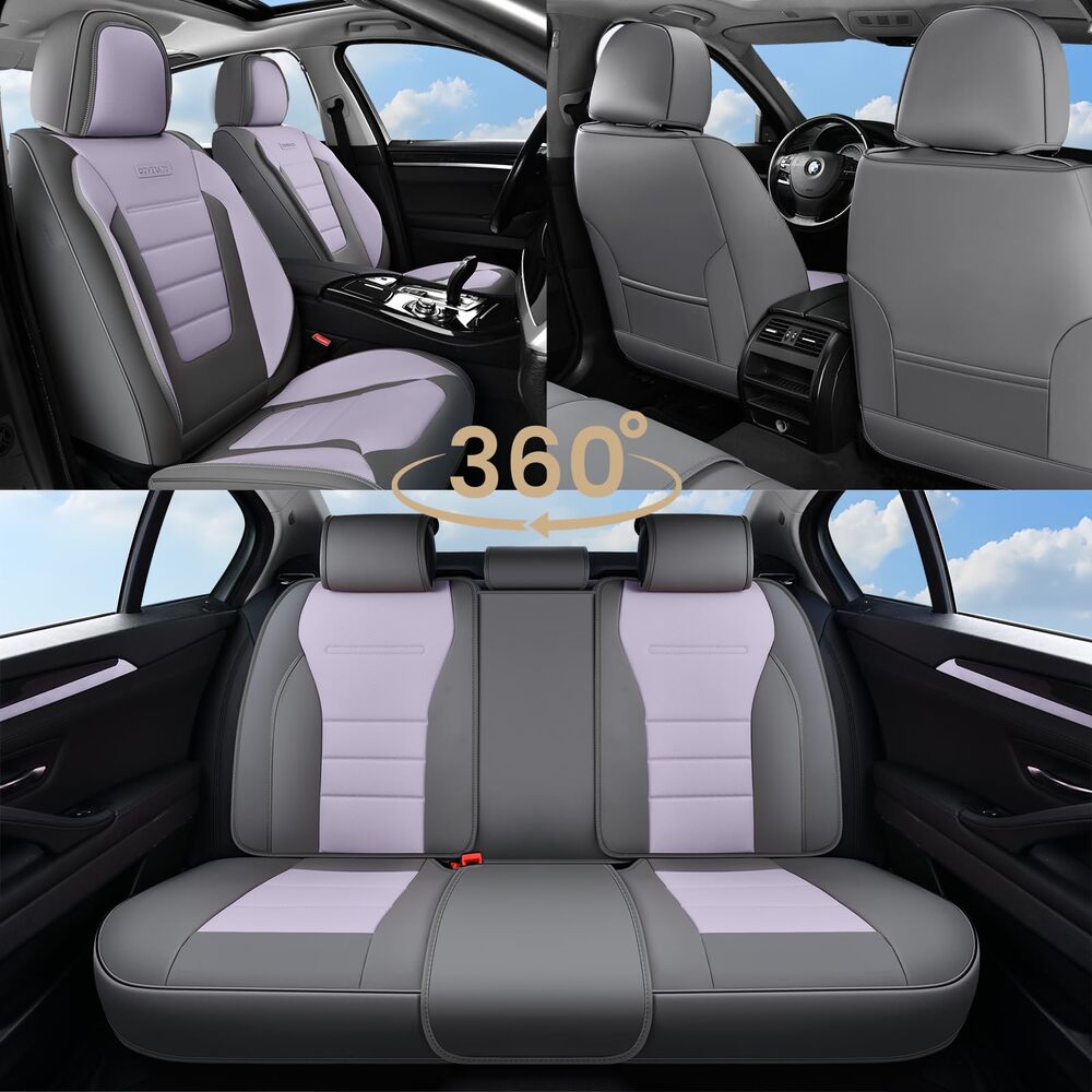 Coverado Front and Back Car Seat Covers Premium Leather Auto Seat Protectors Universal Fit Cars, SUV, Truck