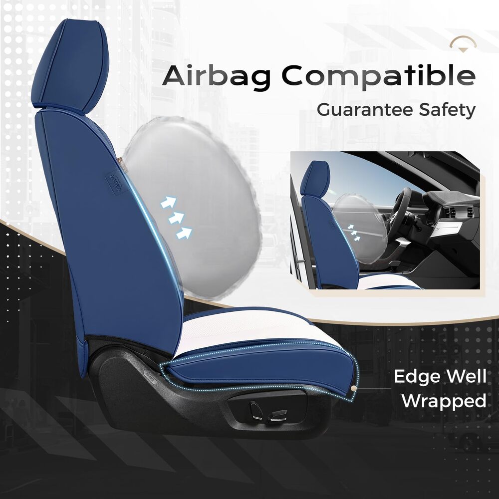 5 Seats Coverado Car Seat Covers for Cars Front and Rear Full Set with Lumbar Support Premium Leather Waterproof Auto Seat ProtectorsUniversal Fit