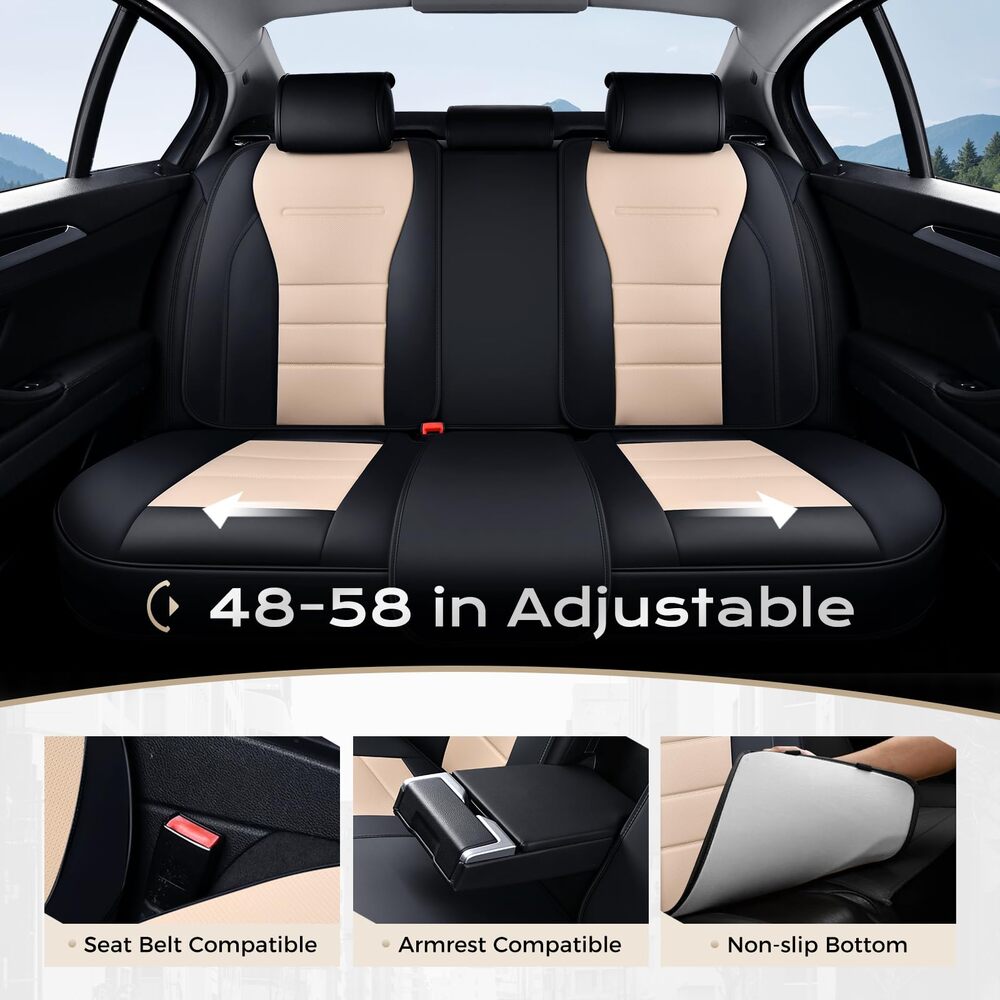 Coverado Front and Back Car Seat Covers Premium Leather Auto Seat Protectors Universal Fit Cars, SUV, Truck