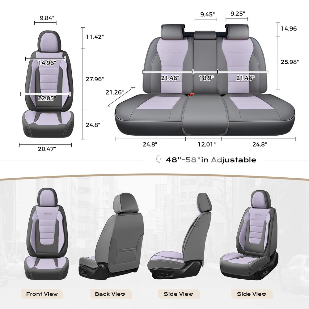 Coverado Front and Back Car Seat Covers Premium Leather Auto Seat Protectors Universal Fit Cars, SUV, Truck