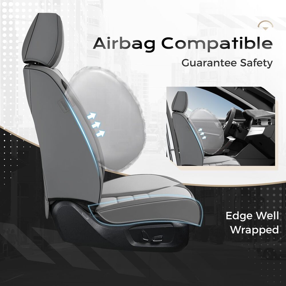 Coverado Front and Back Car Seat Covers Premium Leather Auto Seat Protectors Universal Fit Cars, SUV, Truck