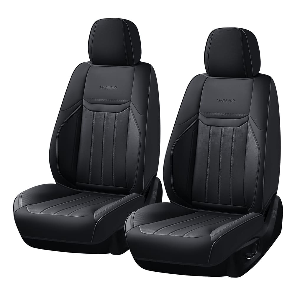Coverado Premium Leatherette Car Seat Covers Front Seat 2 Seat and Full Set 5 Seat Protectors for SUVs Trucks Cars
