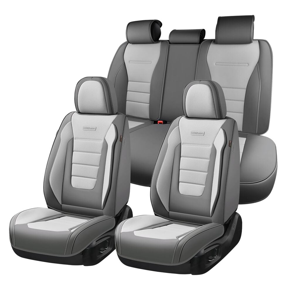 Coverado Front and Back Car Seat Covers Premium Leather Auto Seat Protectors Universal Fit Cars, SUV, Truck