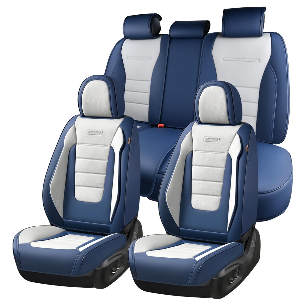 Coverado Front and Back Car Seat Covers Premium Leather Auto Seat Protectors Universal Fit Cars, SUV, Truck
